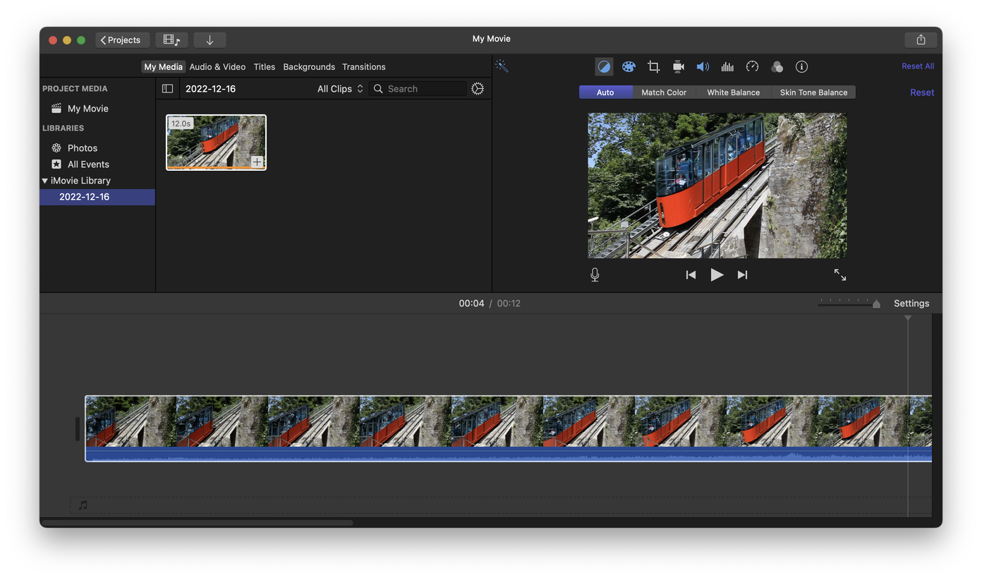 iMovie with the Final Cut Pro coloring. All UI elements have a general blue hue.